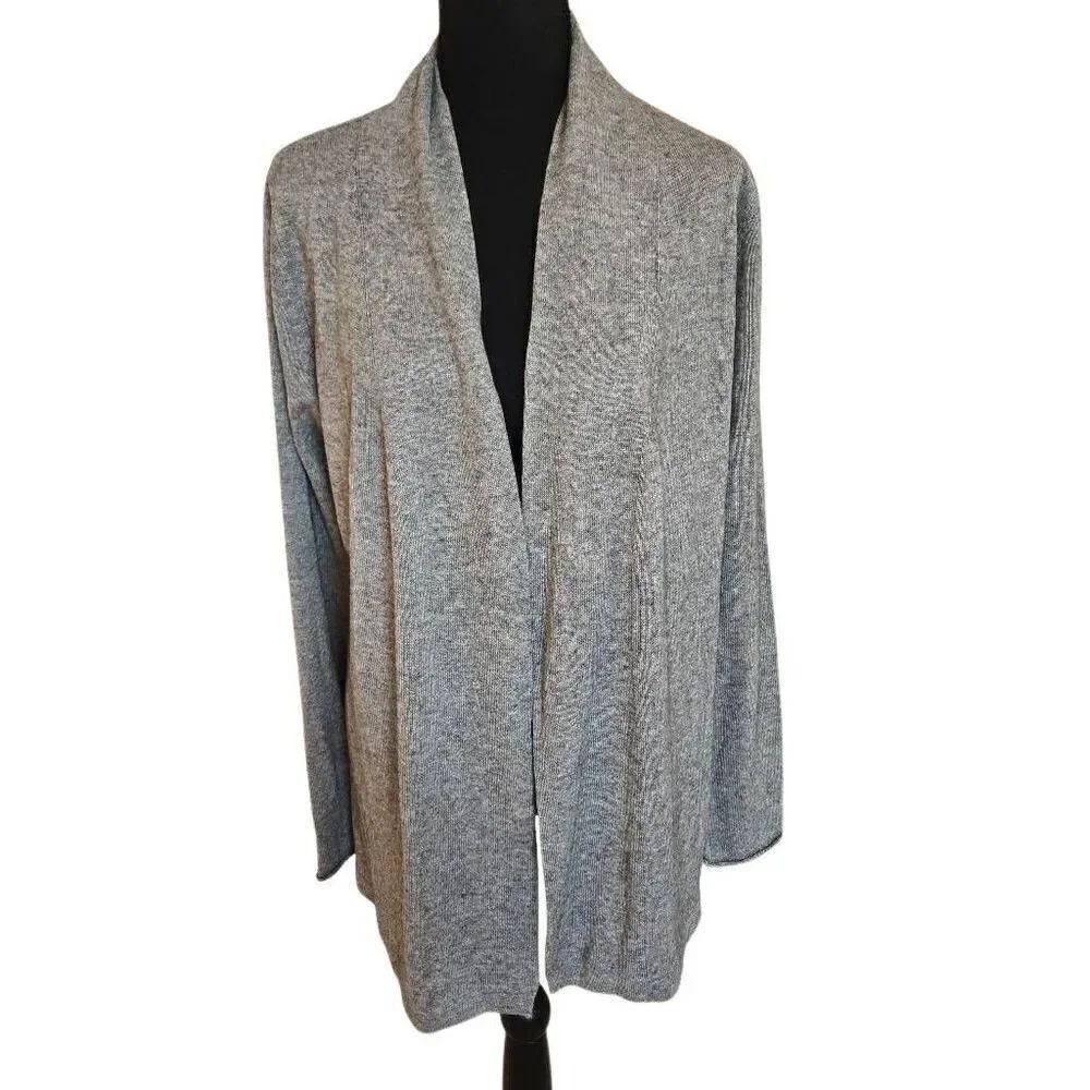 NWOT Neiman Marcus Womens Silk Cashmere Blend Open Front Cardigan Gray Sz Medium